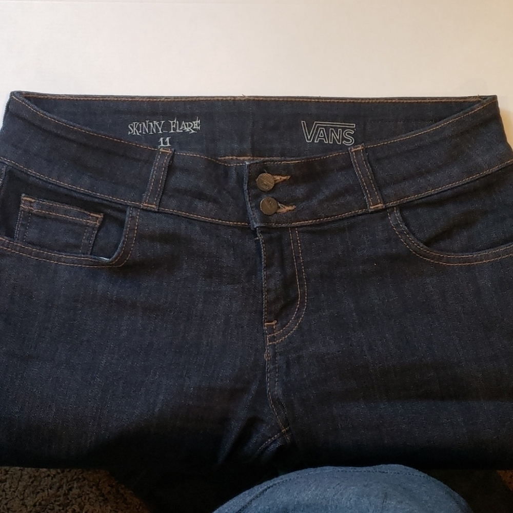 VANS Skinny Wide leg Flare Dark Wash Jeans - Picture 2 of 7